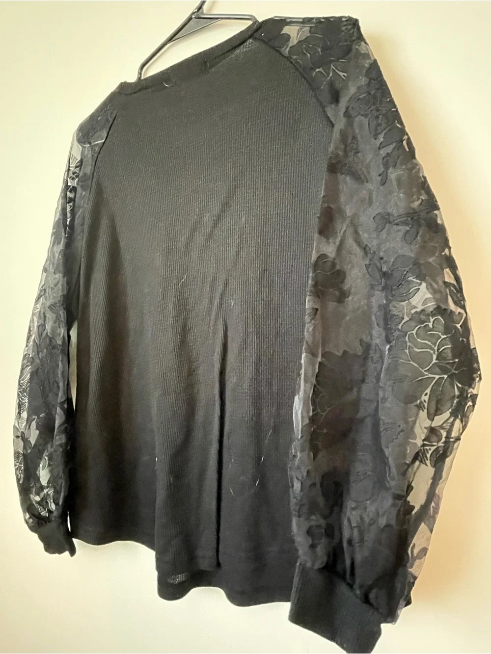 Southern Grace Black Lace Balloon Sleeve Sweatshirt